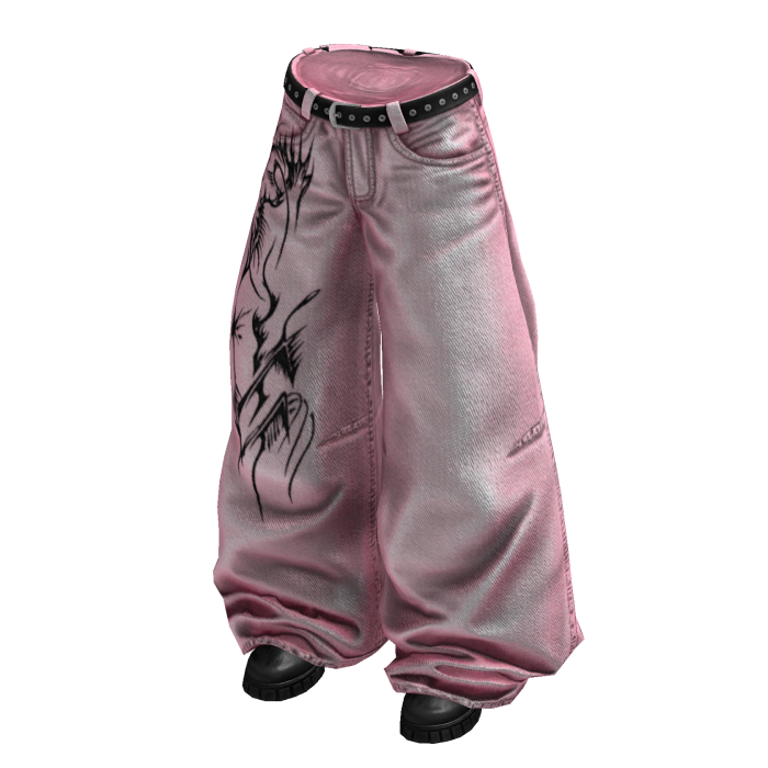 Pink Y2K Tribal Baggy Jeans
