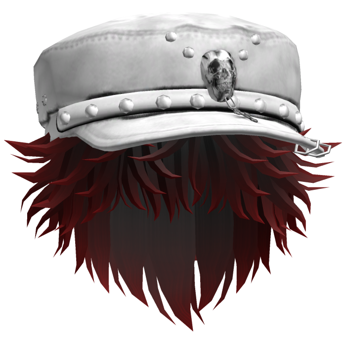 Fluffy Emo White Beret Y2K Boy Hair (Black/Red)