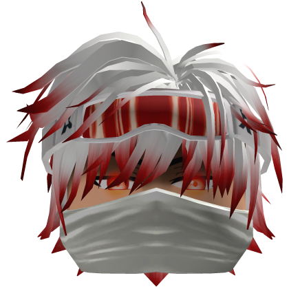 Spiky Hair w/ Mask & Ski Goggles - White Red