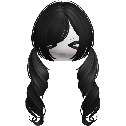 Cute Kawaii Black Curly Pigtails