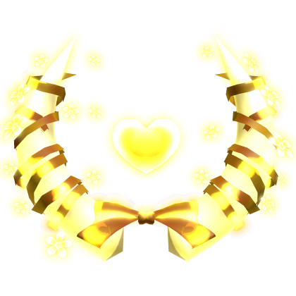 [GLOWING] Gold Heart Horns with Flowers Cute Aura