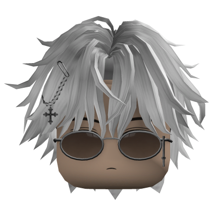 Messy Hair w/ Glasses & Chain (White)