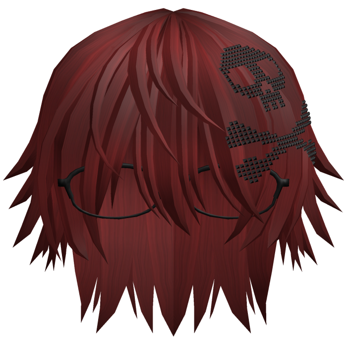 Emo Vkei Moe Boy Hair w Skull + Glasses Red
