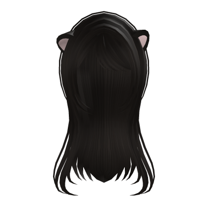 Cute Long Dark Brown Hair w/ Cat Ears Roblox item