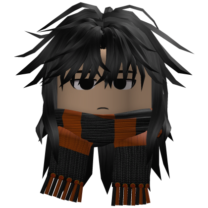 Wolfcut Hair w/ Striped Scarf (Black)