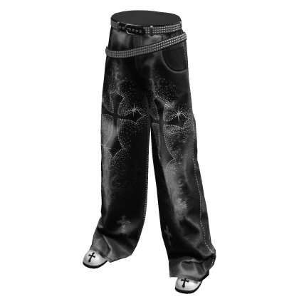 grunge cross y2k jeans w/ studded belts