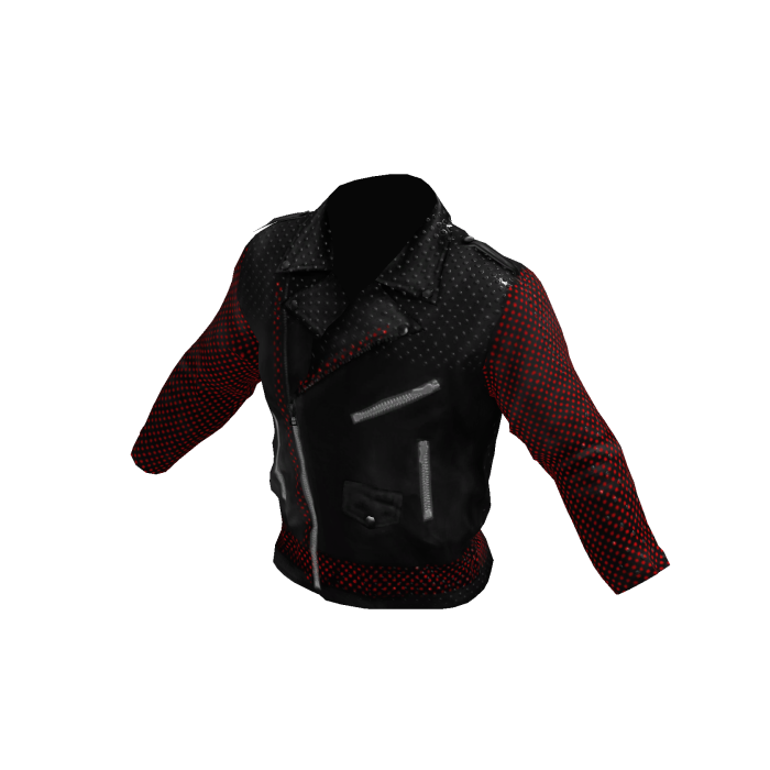 Black & Red Studded Leather Moto Jacket