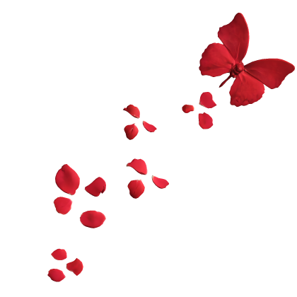 Red Trailing Face Petals with Butterfly