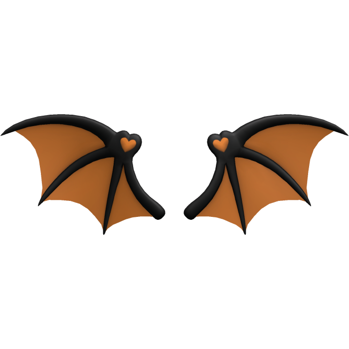 ♡ Cute Heart Bat Wings Orange & Black