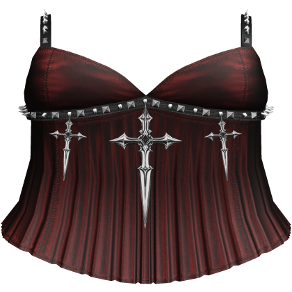 Gothic Emo Studded Cross Dagger Dress Red