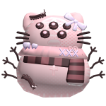 ꒰ ୨୧ ꒱ pink creepy kawaii snowcat
