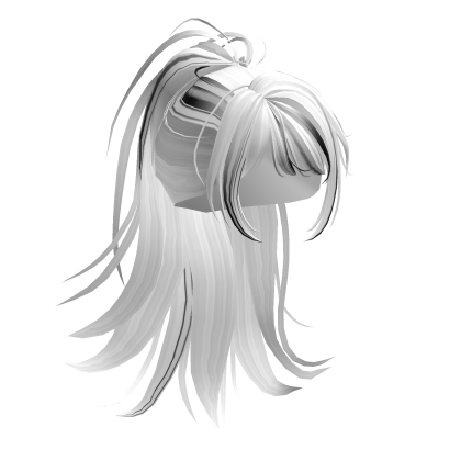 white long ponytail messy hair with black streaks Roblox item