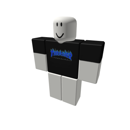 Thrasher Blue Flame T Shirt Black Roblox