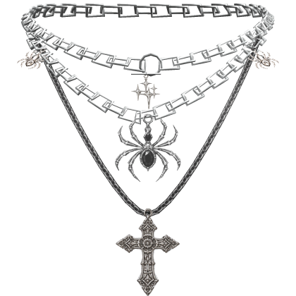 Stacked Necklace Chains Spider Cross Emo Goth