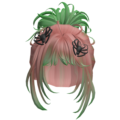 Butterfly Clip Bun Hair - Pink & Green