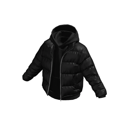 Black Layered Hoodie w/ Black Puffer Jacket