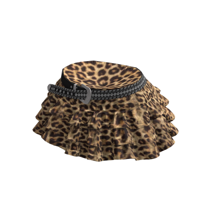 Leopard Print Gyaru Y2K Ruffled Skirt w/ Belt thumbnail
