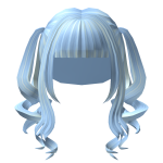 Pastel Blue Curly Pigtails
