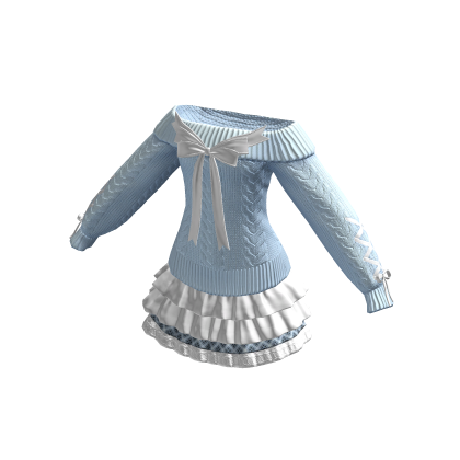 Bow Sweater Dress Blue Pastel Jirai Kei Chic Skirt thumbnail