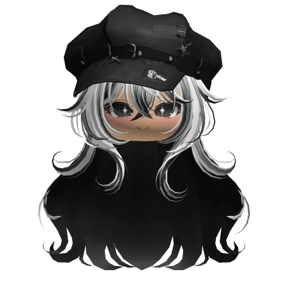 Cute Anime Girl w/ Y2K Punk Cap (White & Black) | Roblox Item