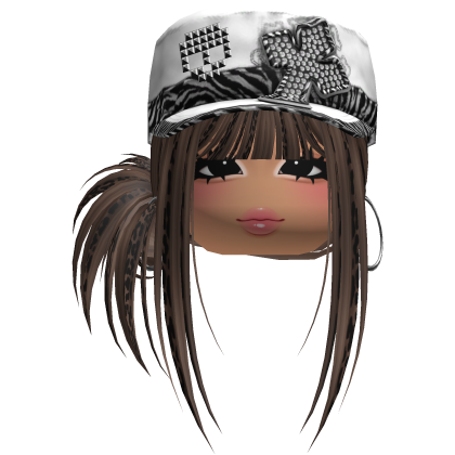 Gyaru Side Bun Hair w/ Zebra Cap & Earrings