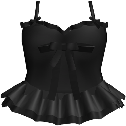 ୨୧ gothic black ruffle ballerina bow dress (3.0) thumbnail