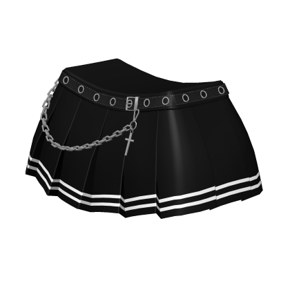 [R6] Black Goth School Skirt w/ Chain thumbnail