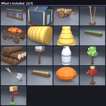 Low Poly Farm Crops Orchard Pack x50 Harvest Field preview 4