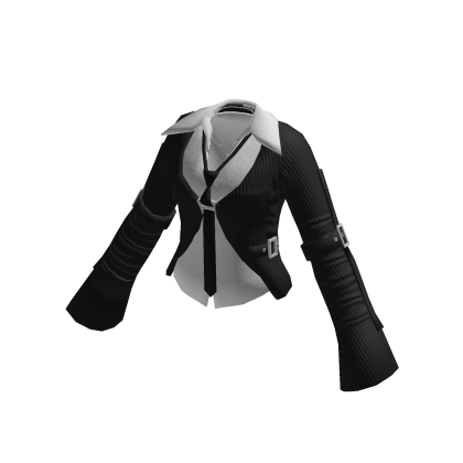 Preppy Blouse w/ Shirt & Tie (Black)