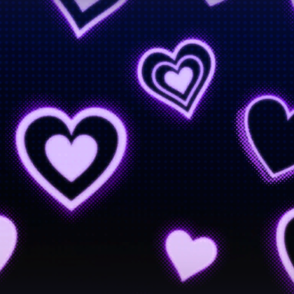 Purple Neon Glowing Hearts