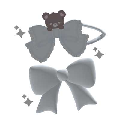 Kawaii White Teddy Double Bows