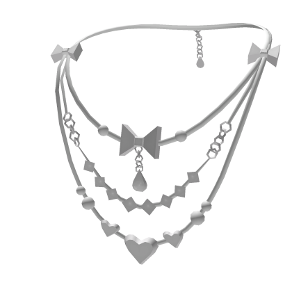 Layered Bow & Hearts Necklace Roblox item