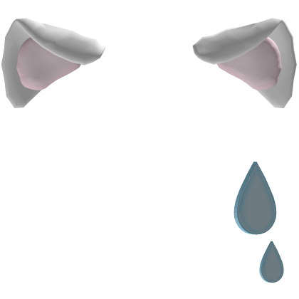 awkward neko ears with droplet in white