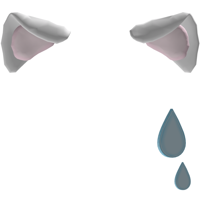 awkward neko ears with droplet in white