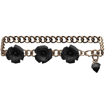 1.0 Black Bronze Rose Flower Emo Waist Chain Belt