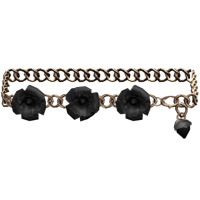 1.0 Black Bronze Rose Flower Emo Waist Chain Belt