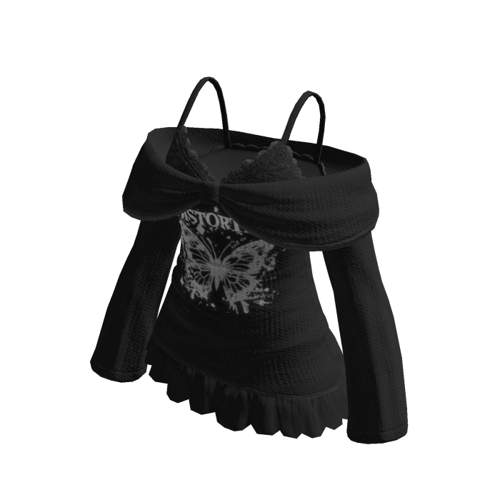 🍀Layered Bow Y2K Off-Shoulder(Black)