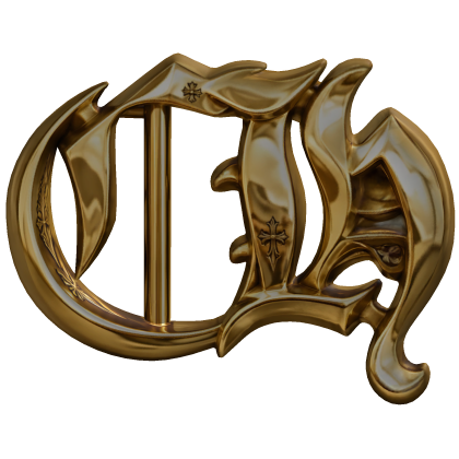 Gold Gothic Monogram Belt Buckle