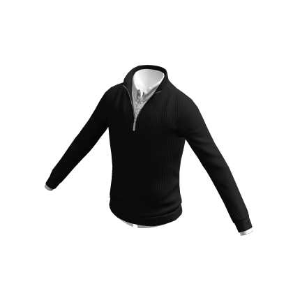 Quarter Zip Sweater Black Polo Neck Layered Cozy thumbnail
