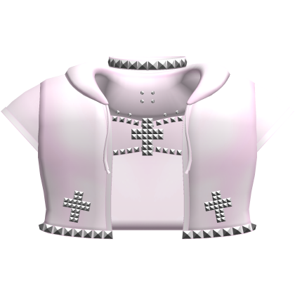 ♡ : emo alt studded hoodie w top in pink v2