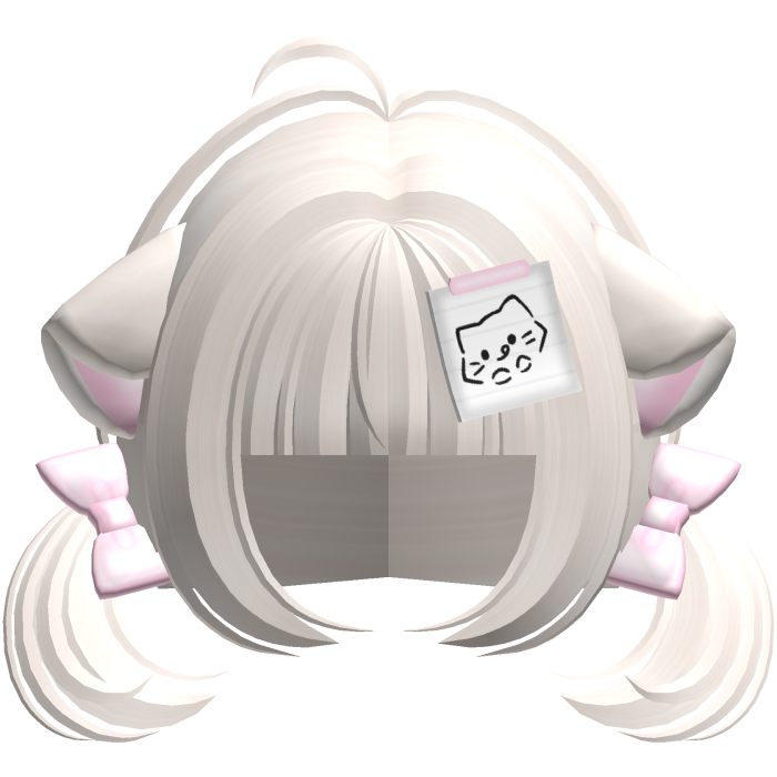 Cute Kawaii Kitty Note Pigtails in White