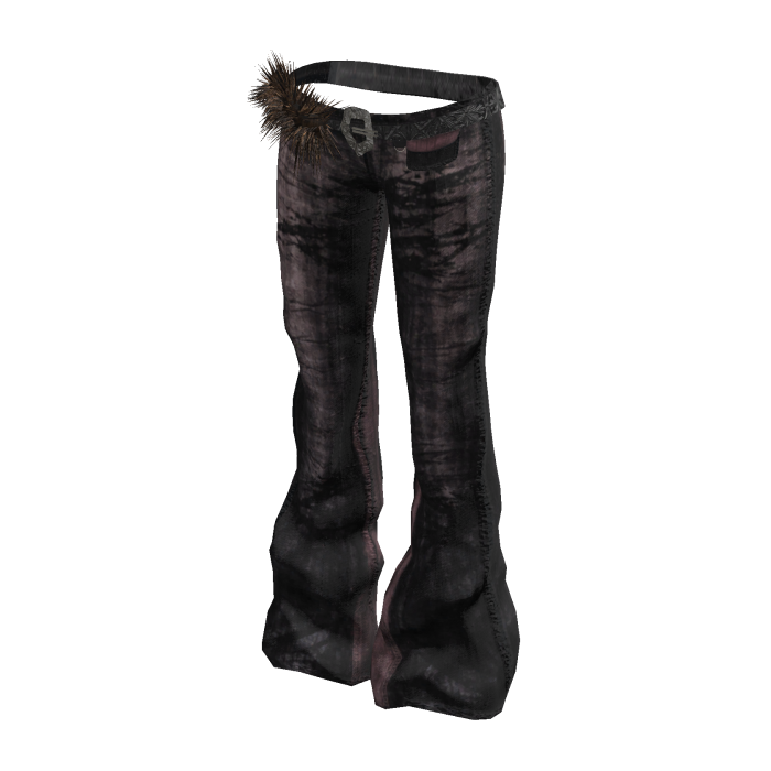 Y2K Flared Jeans w/ Fur Belt (Black Pink Denim)