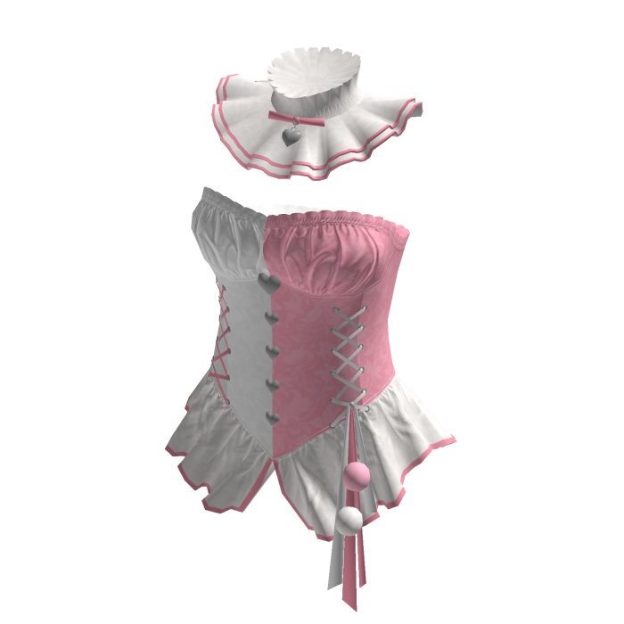 Coquette Heart Lace Up Corset Top (Pink N White)
