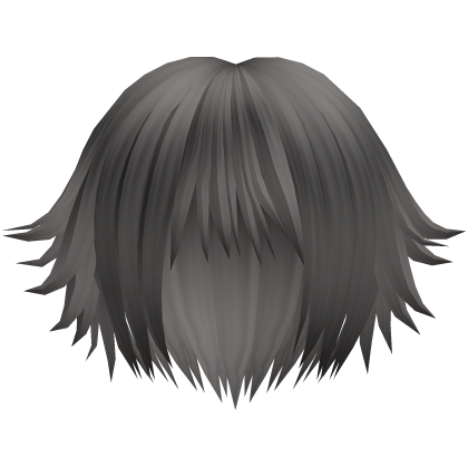 cute messy anime short hair in grey Roblox item