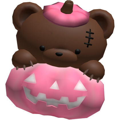 halloween pink pumpkin bear hat Roblox item
