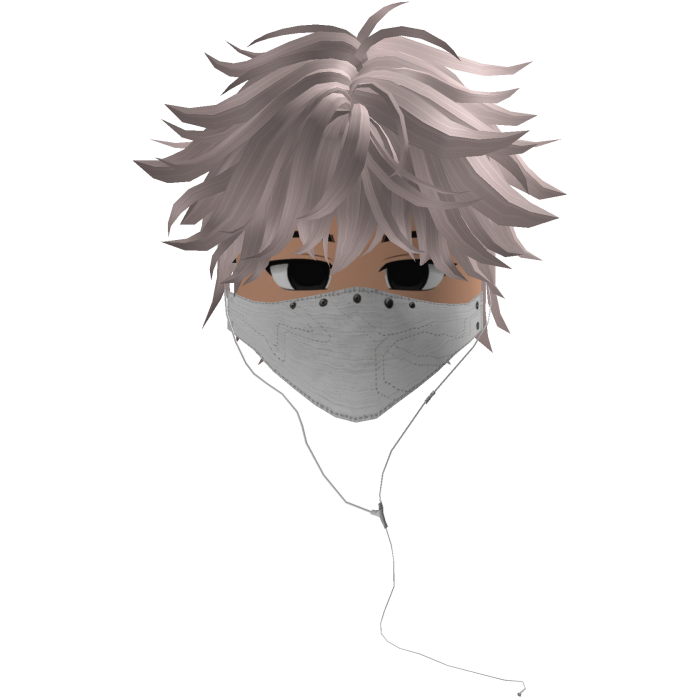 Cute Emo Boy Headphones Mask white Y2K ( gray )
