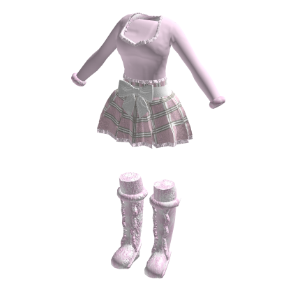 Outfit Baby Pink Casual Skirt with Boots