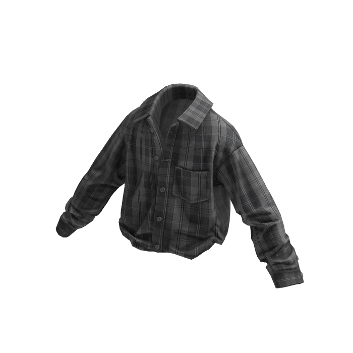 Casual Tucked Gray Shirt (Plaid)