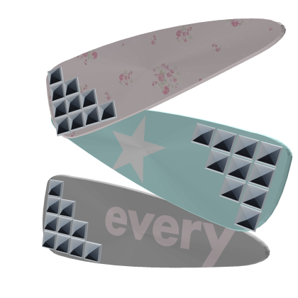Big hairclips y2k pink teal grey floral studded 