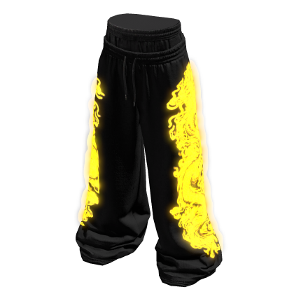 Glowing Emissive Sweatpants w/ Yellow Dragon Print